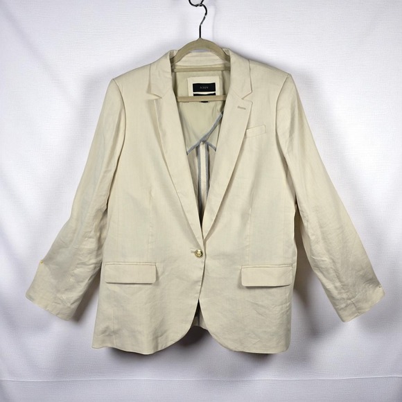 J.‎ Crew Alfie Blazer in Italian Bellucci Linen Blend Woman 16 One Button Beige - Picture 1 of 16